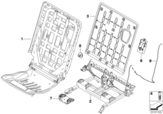 Каркас подушки заднего сиденья 3-й ряд для BMW E70N X5 35iX N55 (схема запасных частей)