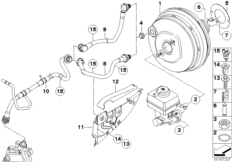 Вакуумный усилитель тормозов для BMW E71 X6 35iX N54 (схема запасных частей)