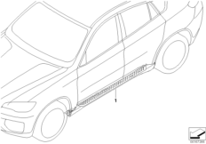 Дооснащение алюминиевым порогом для BMW E71 X6 30dX N57 (схема запасных частей)