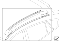 Дооснащение полозьями багажника на крыше для BMW E71 X6 30dX N57 (схема запасных частей)