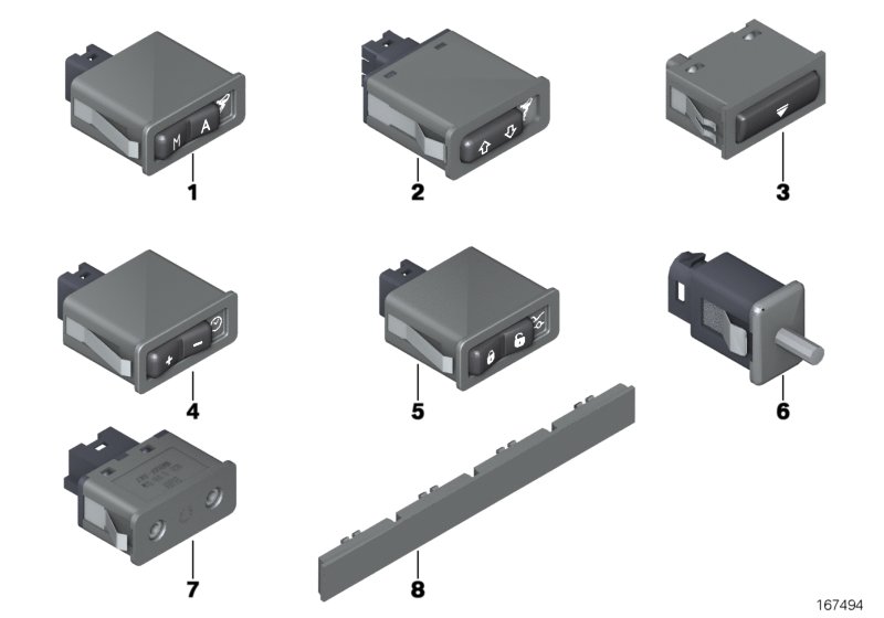 Выключатели/розетки, перчаточный ящик для ROLLS-ROYCE RR1 Phantom N73 (схема запчастей)