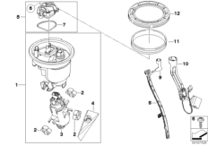 Топливный насос/датчик уровня наполнения для BMW K29 R 1200 S (0366,0396) 0 (схема запасных частей)