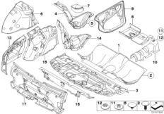 Звукоизоляция Зд для BMW E60 530xd M57N2 (схема запасных частей)