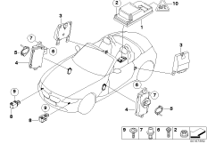 Электрические детали НПБ для BMW E85 Z4 2.2i M54 (схема запасных частей)