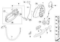 Привод двери/замок двери Пд для BMW E83 X3 3.0i M54 (схема запасных частей)