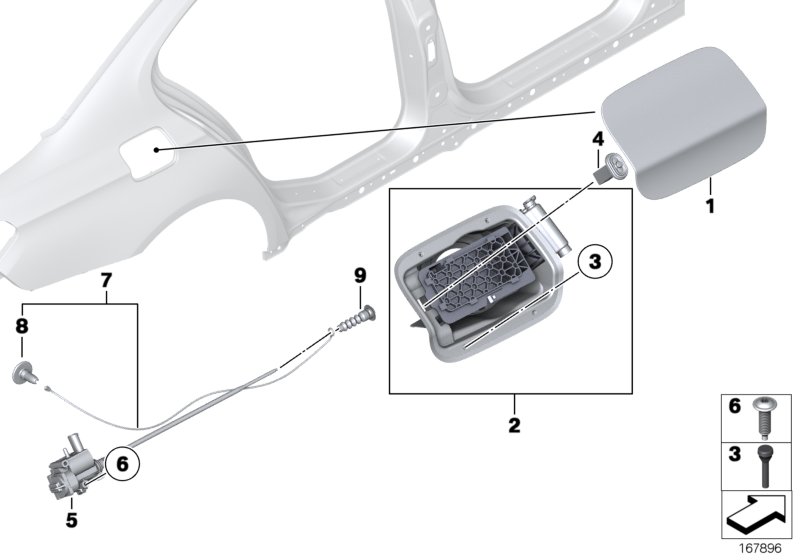 Заслонка заливного отверстия для BMW F01N 750dX N57X (схема запчастей)