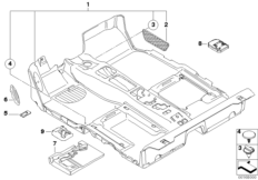 облицовка днища для MINI R55N Cooper S N18 (схема запасных частей)