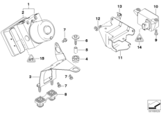 Гидроагрегат DSC/крепление/датчики для BMW E46 318Ci N46 (схема запасных частей)