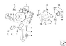 Гидроагрегат DSC/крепление/датчики для BMW E46 320i M54 (схема запасных частей)