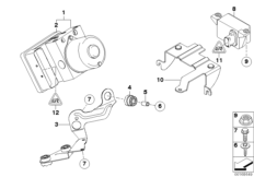 Гидроагрегат DSC/крепление/датчики для BMW E85 Z4 2.2i M54 (схема запасных частей)
