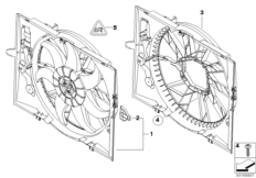 Кожух вентилятора/вентилятор для BMW E65 730i M54 (схема запасных частей)