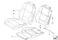 Набивка и обивка спортивного пер.сиденья для BMW E93 M3 S65 (схема запасных частей)