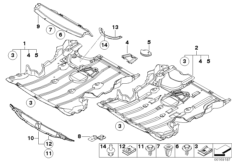 Экран моторного отсека для BMW E81 118i N46N (схема запасных частей)