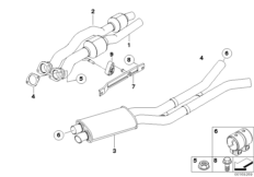 Катализатор/передний доп.глушитель для BMW E71 X6 35iX N54 (схема запасных частей)