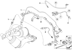 Лямбда-зонд/дополнительные элементы для BMW E60N 520i N43 (схема запасных частей)