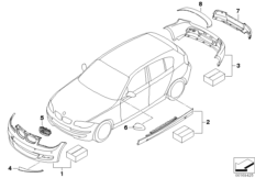 Аэродинамический к-т BMW Performance для BMW E87N 116i 1.6 N43 (схема запасных частей)