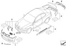 Аэродинамический к-т BMW Performance для BMW E82 135i N55 (схема запасных частей)