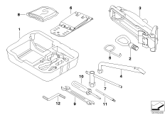 Бортовой инструмент/ домкрат для BMW R55N One D N47N (схема запасных частей)