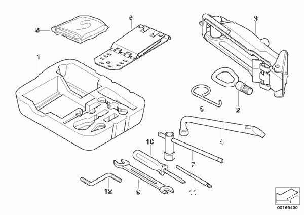 Бортовой инструмент/ домкрат для MINI R58 Cooper N16 (схема запчастей)