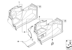 Обшивка багажного отделения Л для BMW E88 120i N43 (схема запасных частей)