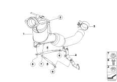 Катализатор для дизельного двигателя для BMW E83N X3 2.0d M47N2 (схема запасных частей)
