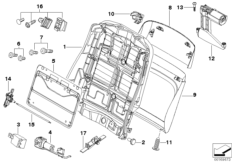 Сиденье Пд-каркас спинки/задняя панель для BMW E83N X3 3.0d M57N2 (схема запасных частей)