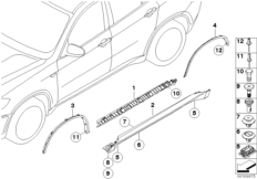 Накладка порог / арка колеса для BMW E72 Hybrid X6 N63 (схема запасных частей)