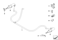 Детали системы омывателей фар для BMW E90N 316d N47N (схема запасных частей)