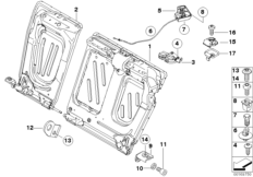 Каркас подушки зад.сид.с люком в спинке для BMW E82 M Coupé N54T (схема запасных частей)
