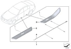 К-т доосн.дек.накладкой на порог с подс. для BMW F02 750LiX N63 (схема запасных частей)