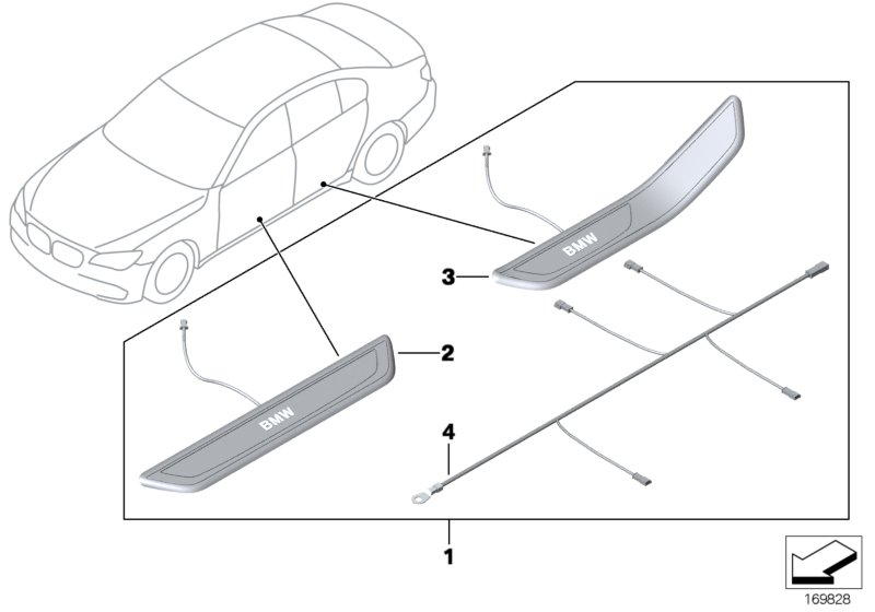 К-т доосн.дек.накладкой на порог с подс. для BMW F01 730i N52N (схема запчастей)