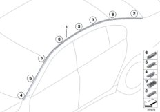 Декоративная планка крыши/леер для BMW F02 730Ld N57 (схема запасных частей)