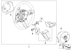 Многофункц.спортив.рулевое колесо с НПБ для BMW E85 Z4 3.0i M54 (схема запасных частей)