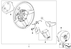 Спорт.рулевое колесо кожа/обод из дерева для BMW E85 Z4 3.0i M54 (схема запасных частей)