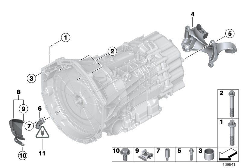 Крепление/дополнит.элементы КПП для BMW E90N M3 S65 (схема запчастей)