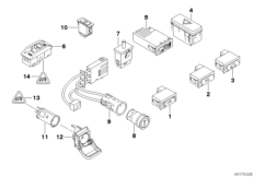 Различные выключатели/прикуриватели для BMW E39 528i M52 (схема запасных частей)