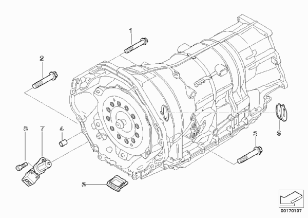 Крепление/дополнит.элементы КПП для BMW F02 750Li N63 (схема запчастей)