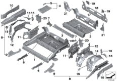 Дополнит.элементы пола багажника для BMW R57 Coop.S JCW N14 (схема запасных частей)