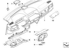 облицовка панели приборов для BMW E65 730i M54 (схема запасных частей)