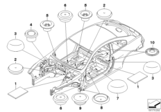 Пробки/заглушки для BMW E64N 630i N53 (схема запасных частей)