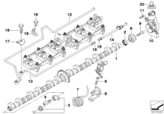 Эксцентриковый вал механизма упр.клап. для BMW E65 760i N73 (схема запасных частей)