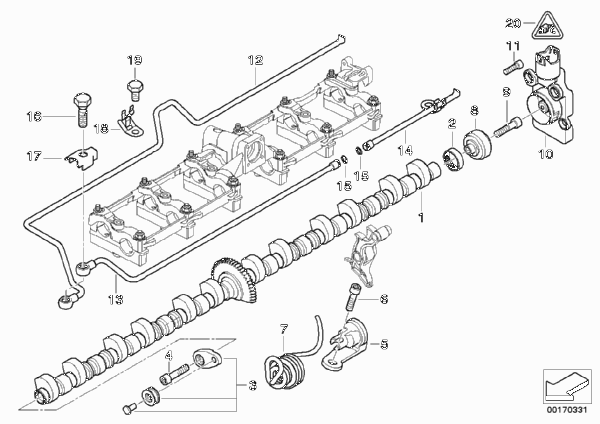 Эксцентриковый вал механизма упр.клап. для BMW E65 760i N73 (схема запчастей)