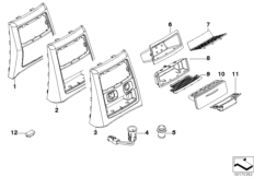 Доп.элементы центральной консоли Зд для BMW E91N 335xi N54 (схема запасных частей)