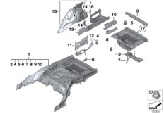 Пол багажника/брызговик Зд для BMW F02N 750Li N63N (схема запасных частей)