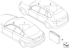 Солнцезащитная пленка для BMW E90 325i N52 (схема запасных частей)