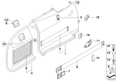 Обшивка багажного отделения Бок для BMW E61 525i N52 (схема запасных частей)