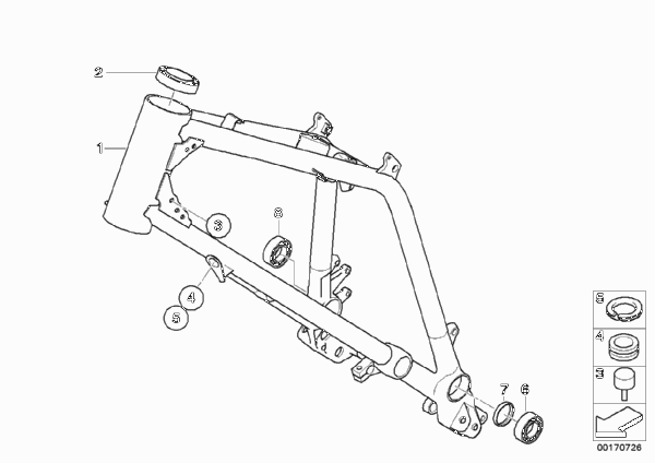 Передняя часть рамы для BMW K16 G 450 X (0145) 0 (схема запчастей)