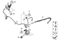 Насос высокого давления/трубопроводы для BMW E70N X5 50iX N63 (схема запасных частей)