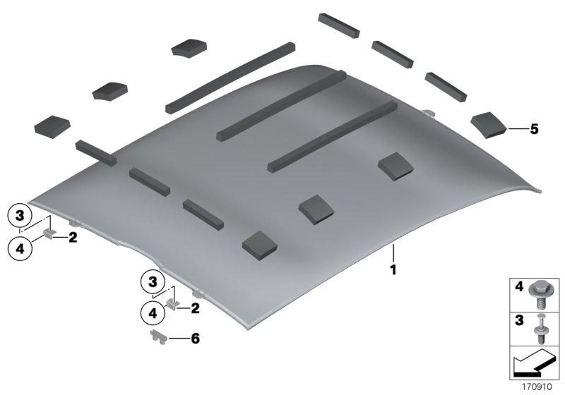 Потолок для ROLLS-ROYCE RR3 Coupé N73 (схема запчастей)