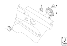 Детали динамика в боковой обшивке для BMW E93N 328i N51 (схема запасных частей)